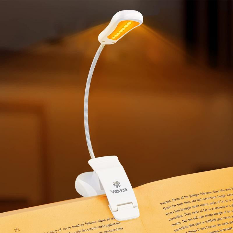 Vekkia Amber Rechargeable 7 - Led Eye - Care Book Light with Blue - Light Blocking, 3 Levels, 1600K for Eye - Friendly Use. Offers up to 70 Hours of Reading #Dealsforyoudays