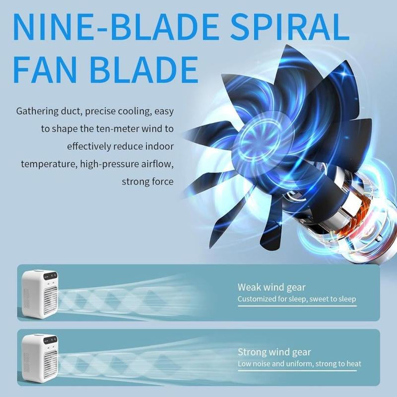 Portable Lightweight Personal Air Conditioner, USB Rechargeable Air Cooler Fan, Water Cooling Strong Airflow Fan, Air Conditioning for Room Office, Universal Accessories, Multifunction, Home