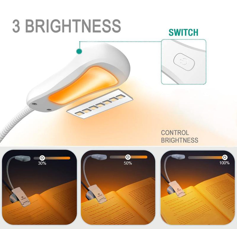 Vekkia Amber Rechargeable 7 - Led Eye - Care Book Light with Blue - Light Blocking, 3 Levels, 1600K for Eye - Friendly Use. Offers up to 70 Hours of Reading #Dealsforyoudays