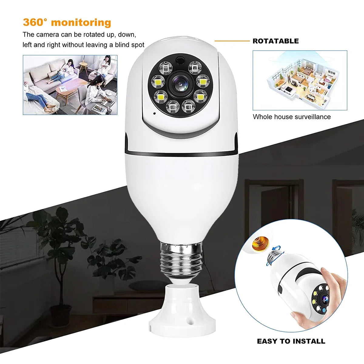 BrightSentinel™: 8MP Bulb WiFi Security Camera