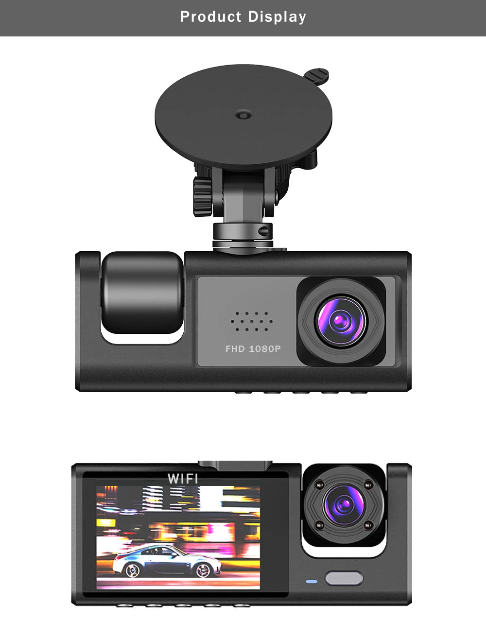 TriView™: 3-Channel WiFi Dash Cam