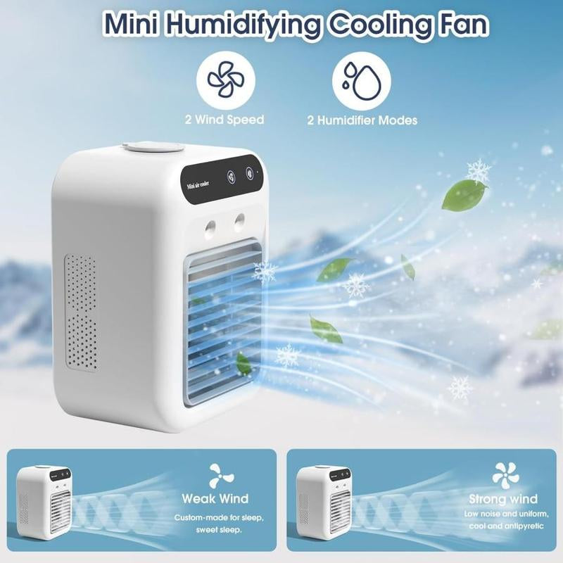Portable Lightweight Personal Air Conditioner, USB Rechargeable Air Cooler Fan, Water Cooling Strong Airflow Fan, Air Conditioning for Room Office, Universal Accessories, Multifunction, Home