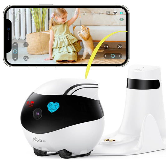 Enabot EBO Air Home Security Pet Camera, 2 Way Talk, Night Vison, Wireless APP Remote Control Indoor Security Camera, Movable Rechargeable Cam for Dog/Cat/Baby, SD Card Storage