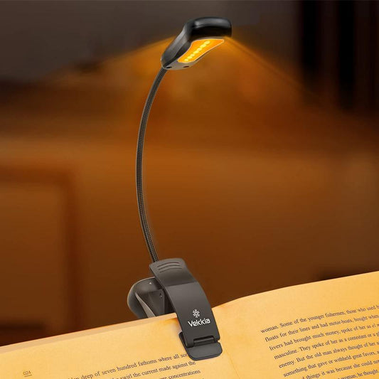 Vekkia Amber Rechargeable 7 - Led Eye - Care Book Light with Blue - Light Blocking, 3 Levels, 1600K for Eye - Friendly Use. Offers up to 70 Hours of Reading #Dealsforyoudays