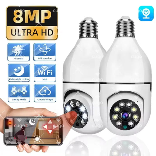 BrightSentinel™: 8MP Bulb WiFi Security Camera