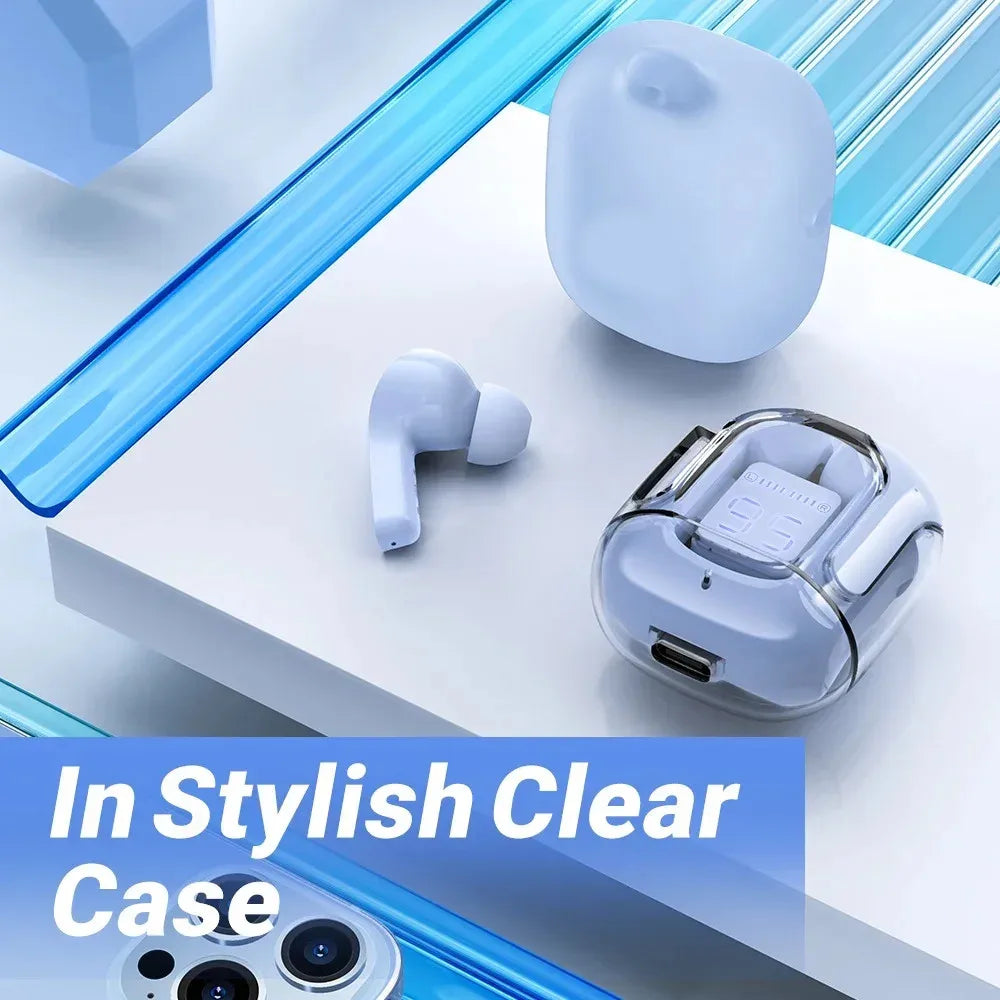 T2 Transparent Hi-Fi Bluetooth Earbuds – LED Display & Deep Stereo Sound | Compatible with Xiaomi & More  Experience sound like never before.