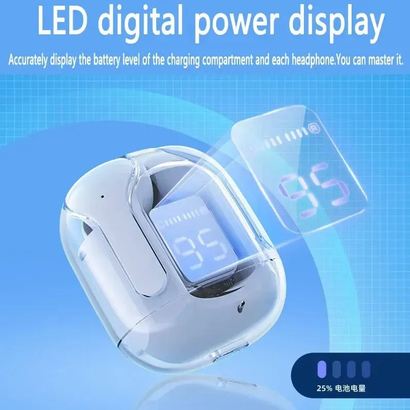 T2 Transparent Hi-Fi Bluetooth Earbuds – LED Display & Deep Stereo Sound | Compatible with Xiaomi & More  Experience sound like never before.